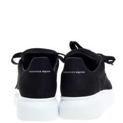 Pre Owned Alexander Mcqueen Black Textured Fabric Oversized Low Top Sneakers Size 39