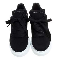Pre Owned Alexander Mcqueen Black Textured Fabric Oversized Low Top Sneakers Size 39
