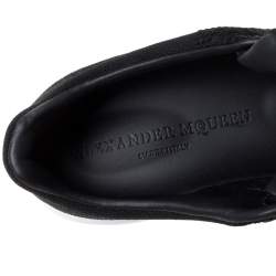 Pre Owned Alexander Mcqueen Black Textured Fabric Oversized Low Top Sneakers Size 39