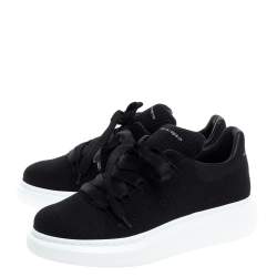 Pre Owned Alexander Mcqueen Black Textured Fabric Oversized Low Top Sneakers Size 39