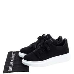 Pre Owned Alexander Mcqueen Black Textured Fabric Oversized Low Top Sneakers Size 39