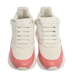 Pre Owned حذاء رياضي أليكساندرماكوين منخفض من الأعلى رانر كبير جلد أبيض/وردي مقاس 41