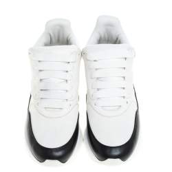 Alexander McQueen White/Black Leather Oversized Sole Runner Sneakers Size 38.5