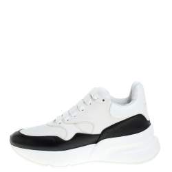 Alexander McQueen White/Black Leather Oversized Sole Runner Sneakers Size 38.5