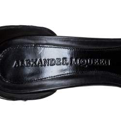 Pre Owned Alexander McQueen Black Studded Leather Ankle Strap Sandals Size 39