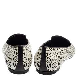 Pre Owned حذاء سليبرز أليكساندر ماكوين سموكينغ قصات ليزر مونوكروم جلد أبيض مقاس 39