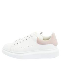 Pre Owned حذاء رياضي أليكساندر ماكوين لاري جلد وسويدي أبيض/ وردي بعنق منخفض مقاس 39 