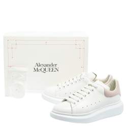 Pre Owned حذاء رياضي أليكساندر ماكوين لاري جلد وسويدي أبيض/ وردي بعنق منخفض مقاس 39 