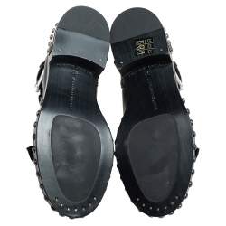 مملوكة مسبقًا Alexander McQueen Black Leather Cap Toe Studded Ankle Boots Size 37