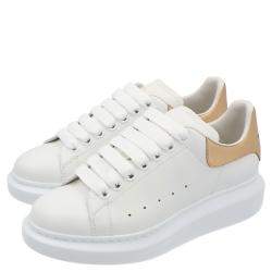 Pre Owned Alexander McQueen White/Gold Oversized Sneakers Size EU 40