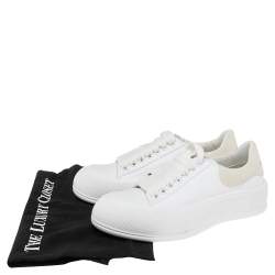 Pre Owned Alexander McQueen White/Grey Canvas And Suede Oversized Sneakers Size 37