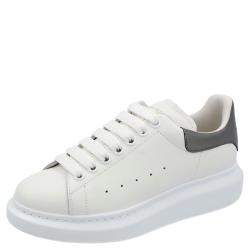 Alexander McQueen White/Grey Leather Oversized Sneakers Size EU 35.5