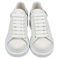 Pre Owned Alexander McQueen White/Grey Leather Oversized Sneakers Size EU 37