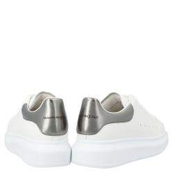 Pre Owned Alexander McQueen White/Grey Leather Oversized Sneakers Size EU 37