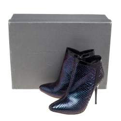 Pre Owned Alexander McQueen Multicolor Python Leather Ankle Booties Size 38