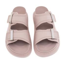 Pre Owned Alexander McQueen Pink Rubber Flat Sandals Size 36