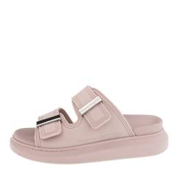 Pre Owned Alexander McQueen Pink Rubber Flat Sandals Size 36