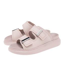 Pre Owned Alexander McQueen Pink Rubber Flat Sandals Size 36