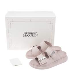 Pre Owned Alexander McQueen Pink Rubber Flat Sandals Size 36