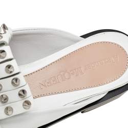 Alexander McQueen White Leather Studded Slip On Mules Size 40