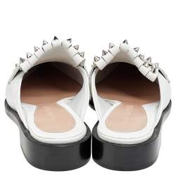 Alexander McQueen White Leather Studded Slip On Mules Size 40