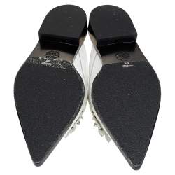 Alexander McQueen White Leather Studded Slip On Mules Size 40