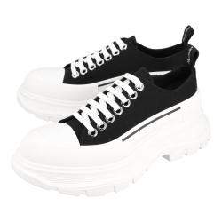 مملوكة مسبقًا Alexander McQueen Black Tread Slick Low Lace Up Sneakers EU 36