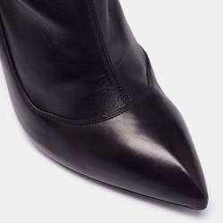 Pre Owned Alexander McQueen Black Leather Over The Knee Boots Size 37