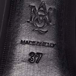 Pre Owned Alexander McQueen Black Leather Over The Knee Boots Size 37