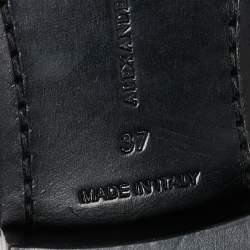 Pre Owned Alexander McQueen Black Leather Braided Chain Ankle Boots Size 37