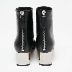 Pre Owned  Alexander McQueen Black Leather Ankle Boots Size 37