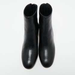 Pre Owned  Alexander McQueen Black Leather Ankle Boots Size 37
