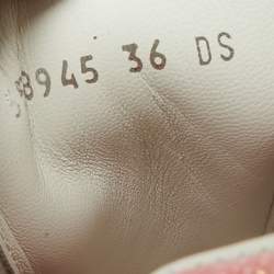 Pre Owned Alexander McQueen White/Pink Leather and Glitter Runway Sneakers Size 36