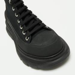 Pre Owned Alexander McQueen Black Canvas Tread Slick High-Top Platform Sneakers Size 38