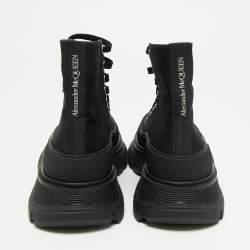 Pre Owned Alexander McQueen Black Canvas Tread Slick High-Top Platform Sneakers Size 38