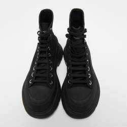 Pre Owned Alexander McQueen Black Canvas Tread Slick High-Top Platform Sneakers Size 38