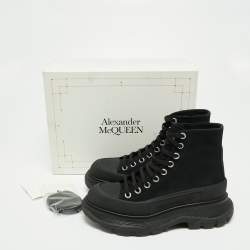 Pre Owned Alexander McQueen Black Canvas Tread Slick High-Top Platform Sneakers Size 38