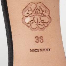 Pre Owned Alexander McQueen Black Suede Embellished  Jewel Bow Ankle Strap  Sandals Size 36