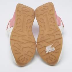 Pre Owned Alexander McQueen White/Pink Leather Oversized Runner Low Top Sneakers Size 39.5