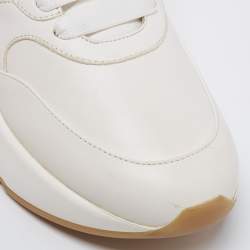 Pre Owned Alexander McQueen White/Pink Leather Oversized Runner Low Top Sneakers Size 39.5