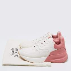 Pre Owned Alexander McQueen White/Pink Leather Oversized Runner Low Top Sneakers Size 39.5