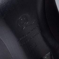 Pre Owned Alexander McQueen Black Leather Platform Booties Size 38