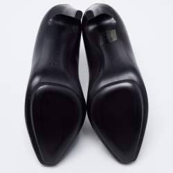 Pre Owned Alexander McQueen Black Leather Platform Booties Size 38