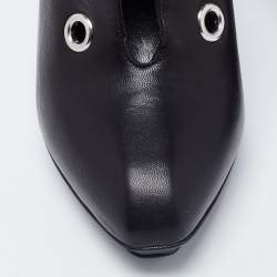 Pre Owned Alexander McQueen Black Leather Platform Booties Size 38