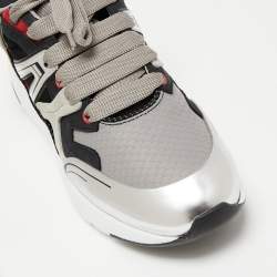 Pre Owned Alexander McQueen Tri Color Suede, Leather and Mesh Runner Low-Top Sneakers Size 39