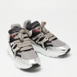 Pre Owned Alexander McQueen Tri Color Suede, Leather and Mesh Runner Low-Top Sneakers Size 39