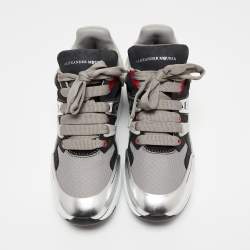 Pre Owned Alexander McQueen Tri Color Suede, Leather and Mesh Runner Low-Top Sneakers Size 39