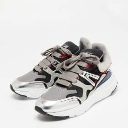 Pre Owned Alexander McQueen Tri Color Suede, Leather and Mesh Runner Low-Top Sneakers Size 39