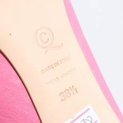 Pre Owned Alexander McQueen Pink Leather Skull Embellished Peep Toe Pumps Size 38.5