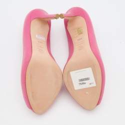 Pre Owned Alexander McQueen Pink Leather Skull Embellished Peep Toe Pumps Size 38.5